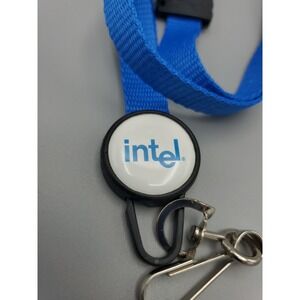 Vintage Collectible Advertising Intel Blue Lanyard Old Logo SWAG